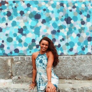 AMERICAN EAGLE TIED DYED BRAIDED DETAILED DRESS